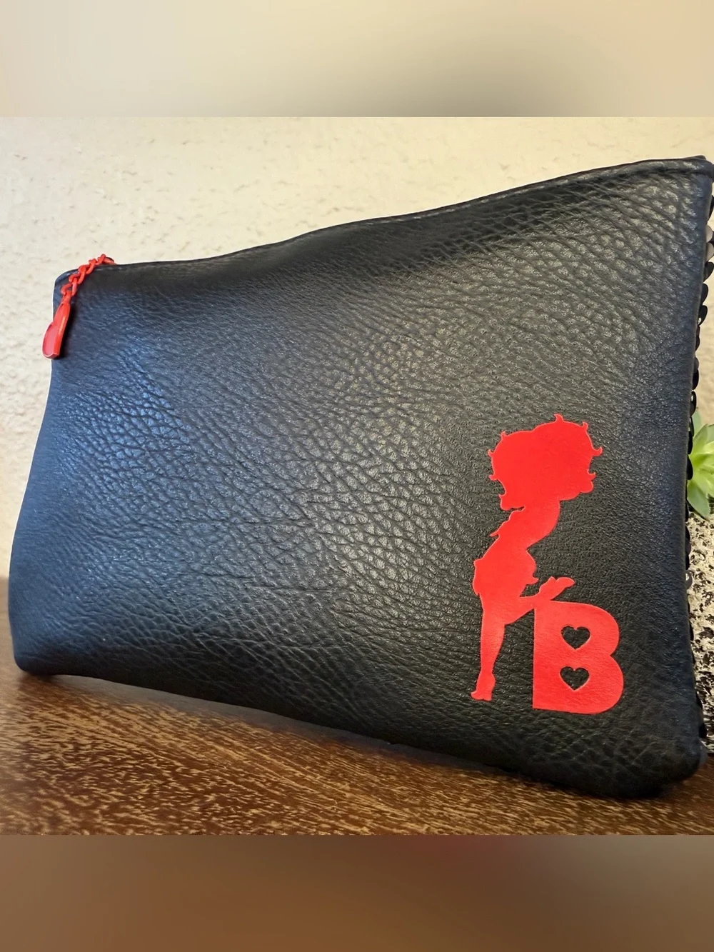 IPSY x Betty Boop Sequin Cosmetic Bag Clutch Limited Edition Black and Red